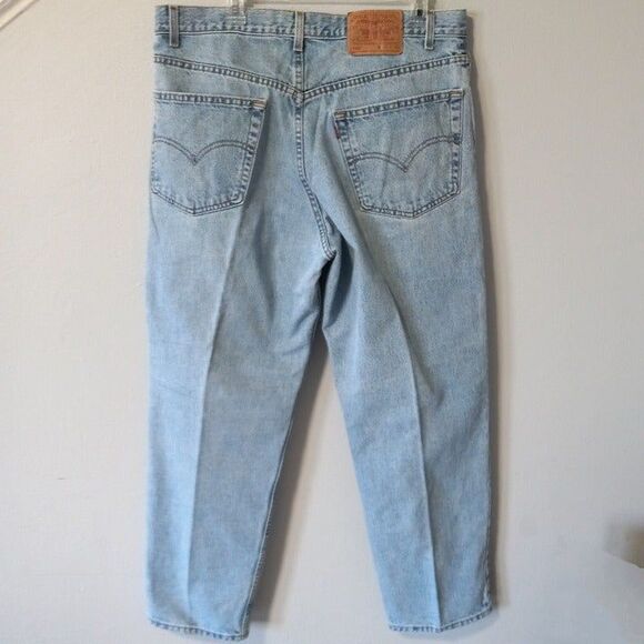 Vintage Levis Size 38x30 550 Relaxed Straight Leg Jeans-Red Tab-1990s-Lt Wash - Picture 6 of 12